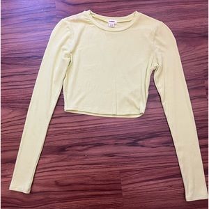 Neon green/yellow long sleeve cropped shirt